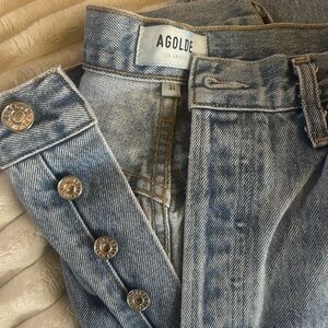 Agolde Light Blue High-Rise Button-Fly Jeans